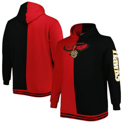Atlanta Hawks Hardwood Classics Big & Tall Hardwood Classics Split Pullover Hoodie Red/Black - Mitchell & Ness
