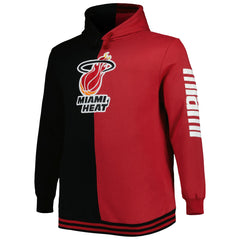 Miami Heat Hardwood Classics Big & Tall Hardwood Classics Split Pullover Hoodie Black/Red - Mitchell & Ness