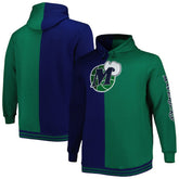 Dallas Mavericks Hardwood Classics Big & Tall Hardwood Classics Split Pullover Hoodie Navy/Green - Mitchell & Ness