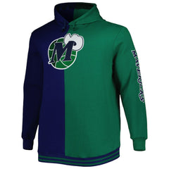 Dallas Mavericks Hardwood Classics Big & Tall Hardwood Classics Split Pullover Hoodie Navy/Green - Mitchell & Ness