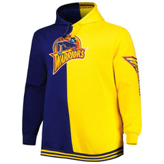 Golden State Warriors Big & Tall Hardwood Classics Split Pullover Hoodie Navy/Gold - Mitchell & Ness