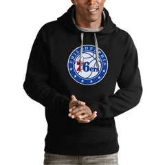 Philadelphia 76ers Antigua Team Logo Victory Pullover Hoodie Black outlet