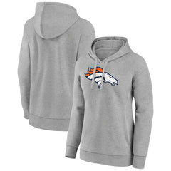 Denver Broncos Women's Primary Logo Pullover Hoodie - Gray Hoodies