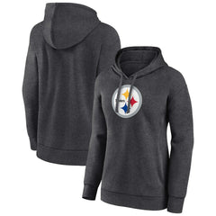 Pittsburgh Steelers Women's Primary Logo Pullover Hoodie - Charcoal Hoodies