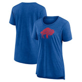 Buffalo Bills Women's Throwback Team Logo Tri-Blend T-Shirt - Heather Royal T-shirts