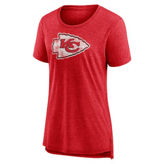 Kansas City Chiefs Women's Throwback Team Logo Tri-Blend T-Shirt - Heather Red T-shirts