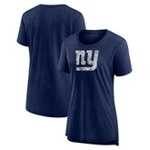 New York Giants Women's Throwback Team Logo Tri-Blend T-Shirt - Heather Navy T-shirts