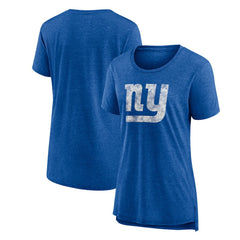 New York Giants Women's Throwback Team Logo Tri-Blend T-Shirt - Heather Royal T-shirts