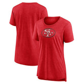 San Francisco 49ers Women's Throwback Team Logo Tri-Blend T-Shirt - Heather Scarlet T-shirts