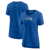 Seattle Seahawks Women's Throwback Team Logo Tri-Blend T-Shirt - Heather Royal T-shirts