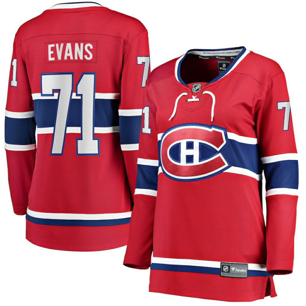 Jake Evans Montreal Canadiens Fanatics Women's Home Breakaway Player Jersey - Red | US 5146682