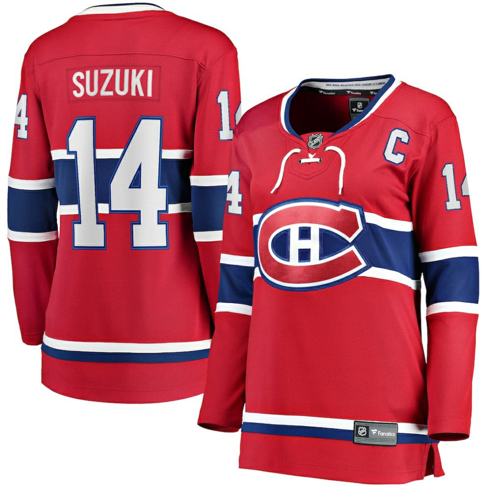 Nick Suzuki Montreal Canadiens Fanatics Women's Home Captain Patch Breakaway Player Jersey - Red | US 5146684