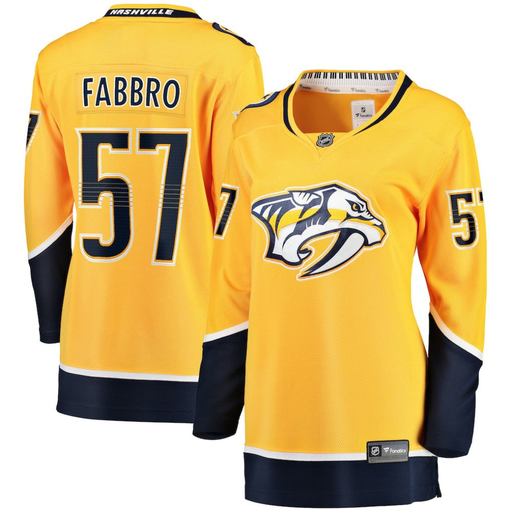 Dante Fabbro Nashville Predators Fanatics Women's Home Breakaway Player Jersey - Gold | US 5146690