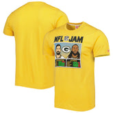 Aaron Rodgers & Aaron Jones Green Bay Packers Homage Unisex NFL Jam Tri-Blend T-Shirt - Heather Gold T-shirts