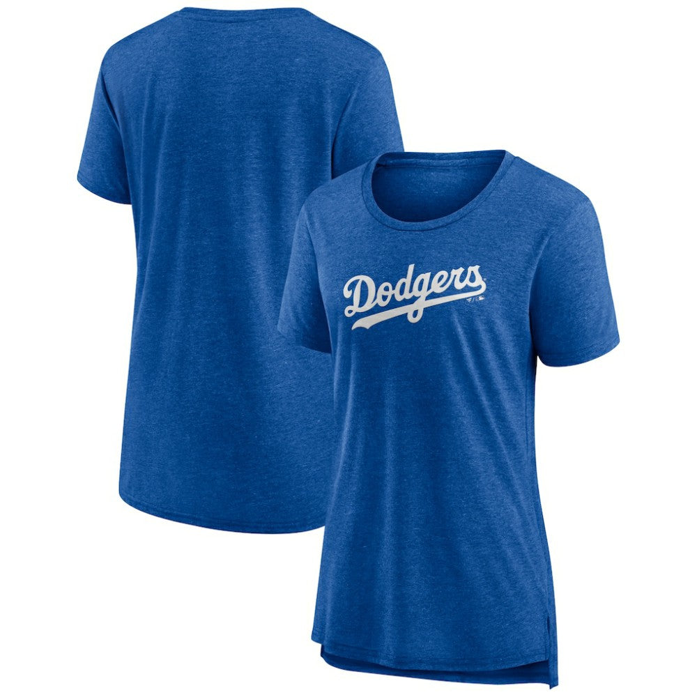 Los Angeles Dodgers Women's Official Wordmark Tri-Blend T-Shirt - Heather Royal T-shirts