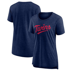 Minnesota Twins Women's Official Wordmark Tri-Blend T-Shirt - Heather Navy T-shirts