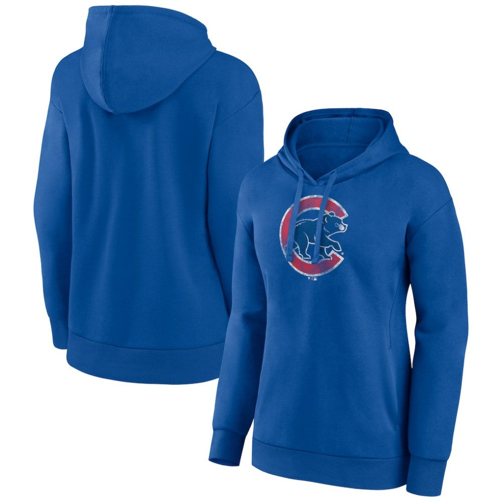 Chicago Cubs Women's Distressed Team Pullover Hoodie - Royal Hoodies
