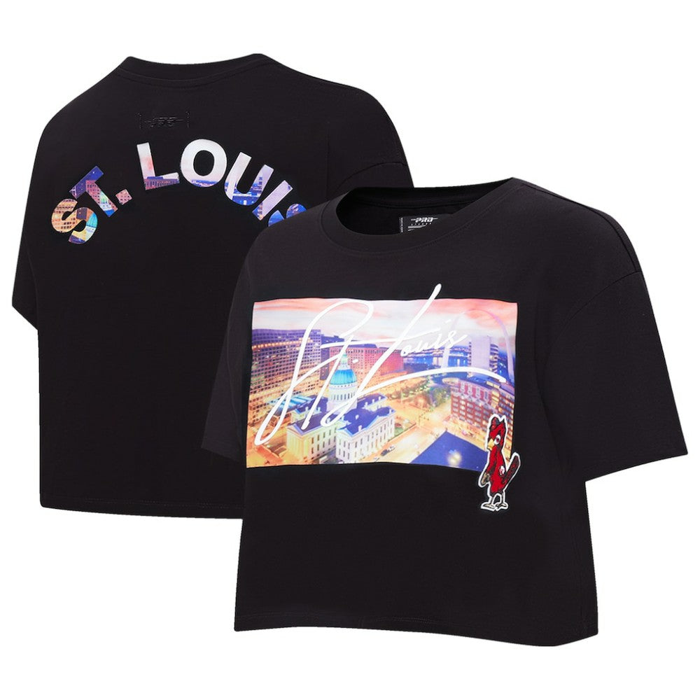 St. Louis Cardinals Pro Standard Women's Cityscape Boxy T-Shirt - Black T-shirts