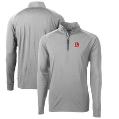 Denver Broncos Cutter & Buck Adapt Eco Knit Stretch Recycled Big & Tall Quarter-Zip Throwback Pullover Top - Gray Pullover
