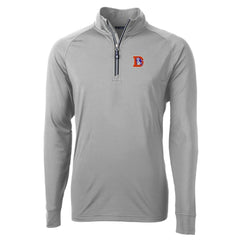Denver Broncos Cutter & Buck Adapt Eco Knit Stretch Recycled Big & Tall Quarter-Zip Throwback Pullover Top - Gray Pullover