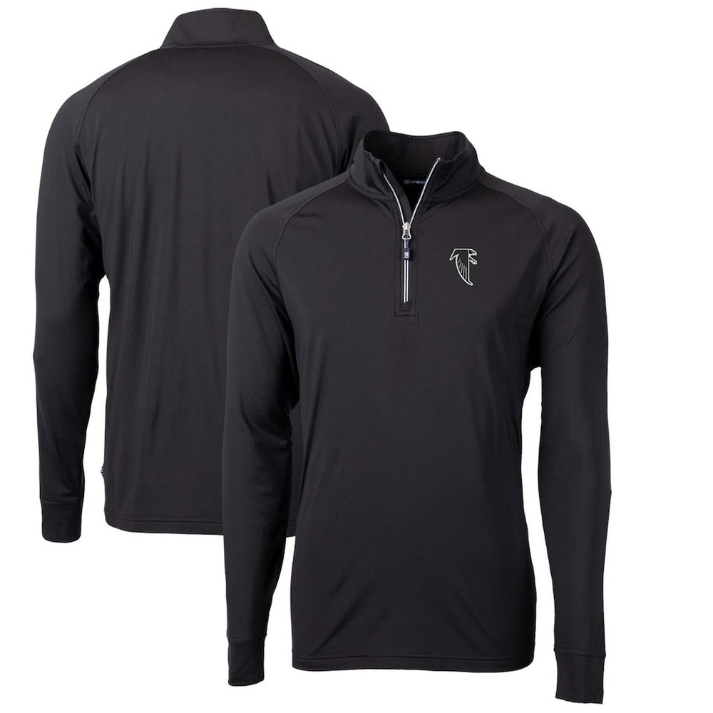 Atlanta Falcons Cutter & Buck Adapt Eco Knit Stretch Recycled Big & Tall Quarter-Zip Throwback Pullover Top - Black Pullover
