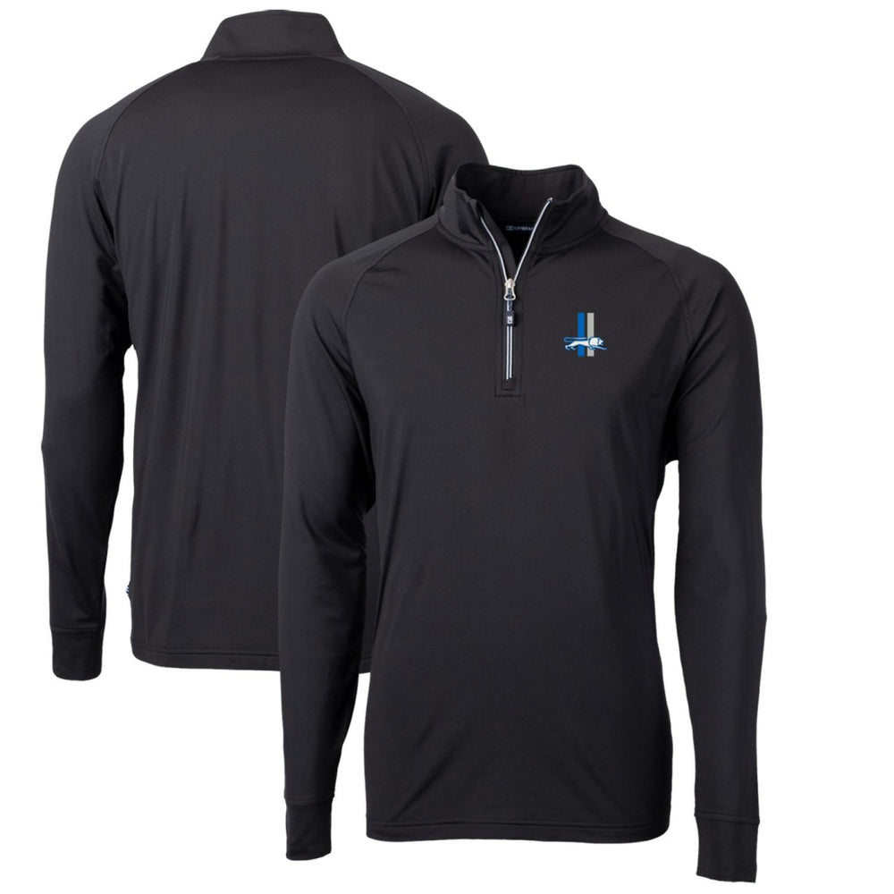 Detroit Lions Cutter & Buck Adapt Eco Knit Stretch Recycled Big & Tall Quarter-Zip Throwback Pullover Top - Black Pullover