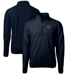 Chicago Bears Cutter & Buck Cascade Eco Sherpa Fleece Big & Tall Quarter-Zip Throwback Jacket - Navy Jackets