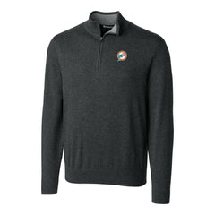 Miami Dolphins Cutter & Buck Throwback Logo Lakemont Tri-Blend Big & Tall Quarter-Zip Pullover Sweater - Heather Charcoal Pullover