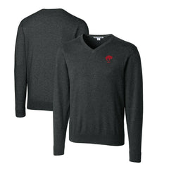 Buffalo Bills Cutter & Buck Throwback Logo Lakemont Tri-Blend Big & Tall V-Neck Pullover Sweater - Heather Charcoal Pullover