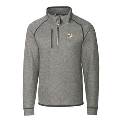 Miami Dolphins Cutter & Buck Mainsail Sweater-Knit Big & Tall Half-Zip Pullover Jacket - Heather Gray Pullover