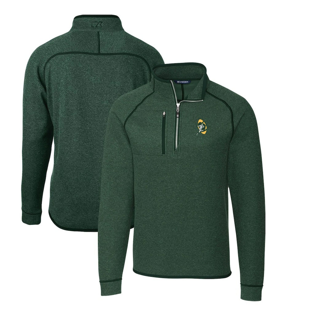Green Bay Packers Cutter & Buck Mainsail Sweater-Knit Big & Tall Half-Zip Pullover Jacket - Heather Green Pullover