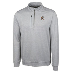 Cleveland Browns Cutter & Buck Stealth Heathered Big & Tall Throwback Logo Quarter-Zip Pullover Top - Gray Pullover