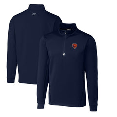 Chicago Bears Cutter & Buck Throwback Logo Traverse Stretch Quarter-Zip Big & Tall Pullover Top - Navy Pullover