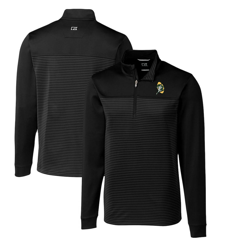 Green Bay Packers Cutter & Buck Throwback Logo Traverse Stripe Stretch Quarter-Zip Big & Tall Pullover Top - Black Pullover