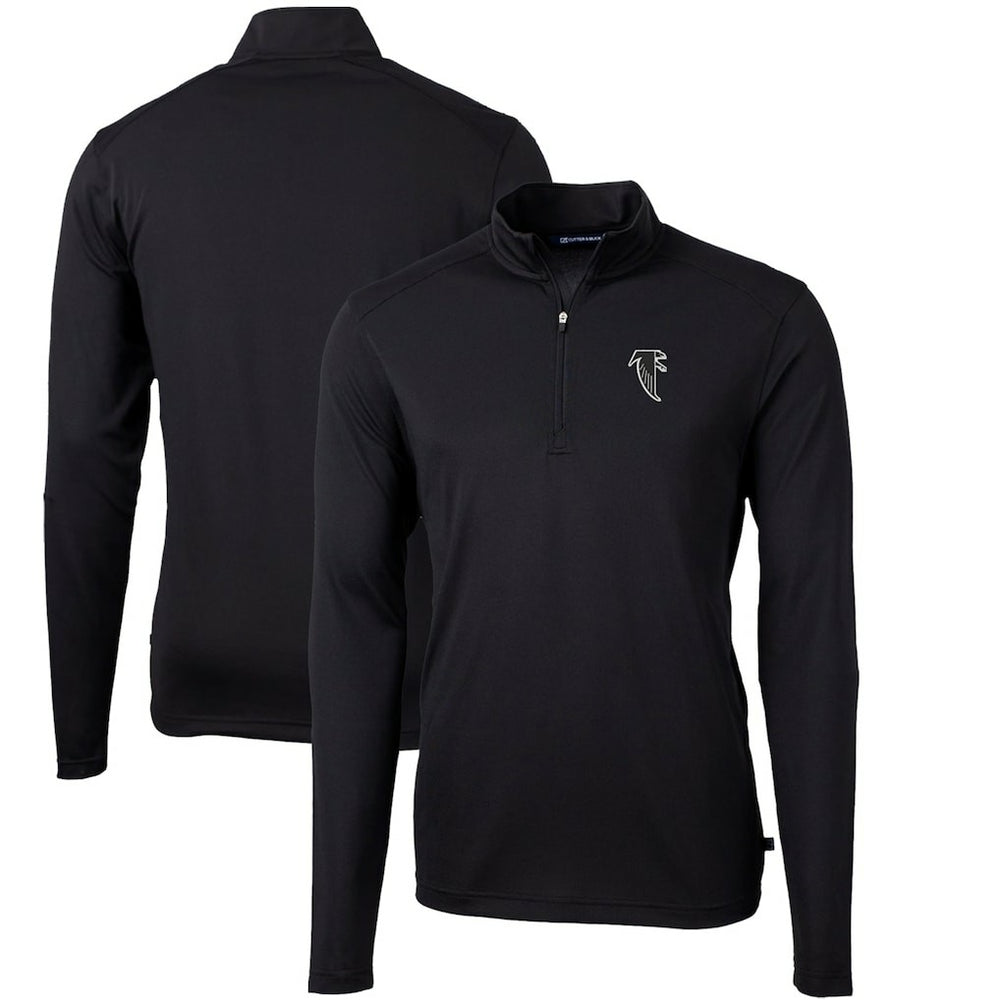 Atlanta Falcons Cutter & Buck Throwback Logo Virtue Eco Pique Recycled Quarter-Zip Big & Tall Pullover Top - Black Pullover