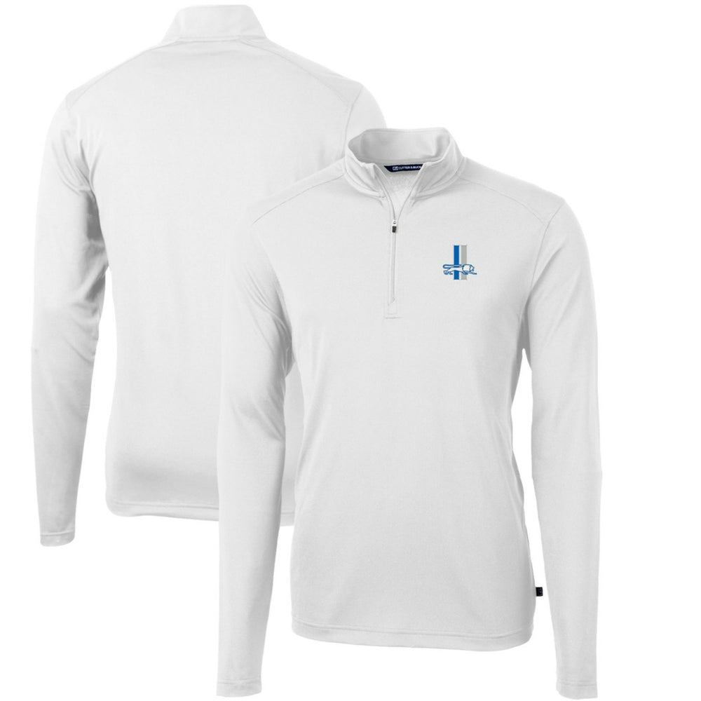 Detroit Lions Cutter & Buck Throwback Logo Virtue Eco Pique Recycled Quarter-Zip Big & Tall Pullover Top - White Pullover