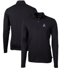 New England Patriots Cutter & Buck Throwback Logo Virtue Eco Pique Recycled Quarter-Zip Big & Tall Pullover Top - Black Pullover