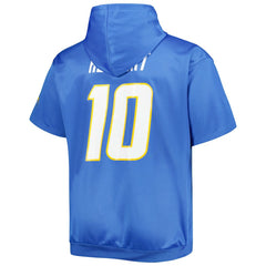 Justin Herbert Los Angeles Chargers Big & Tall Short Sleeve Pullover Hoodie - Powder Blue Hoodies