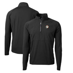 Miami Dolphins Cutter & Buck Adapt Eco Knit Hybrid Recycled Quarter-Zip Throwback Pullover Top - Black Pullover