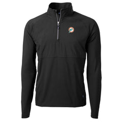 Miami Dolphins Cutter & Buck Adapt Eco Knit Hybrid Recycled Quarter-Zip Throwback Pullover Top - Black Pullover