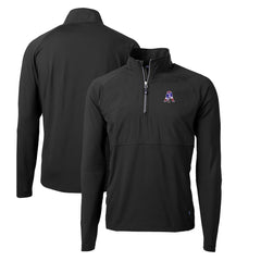 New England Patriots Cutter & Buck Adapt Eco Knit Hybrid Recycled Quarter-Zip Throwback Pullover Top - Black Pullover