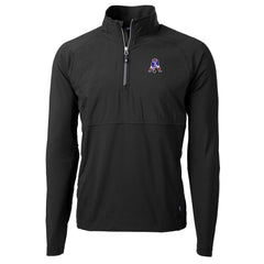 New England Patriots Cutter & Buck Adapt Eco Knit Hybrid Recycled Quarter-Zip Throwback Pullover Top - Black Pullover