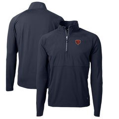 Chicago Bears Cutter & Buck Adapt Eco Knit Hybrid Recycled Quarter-Zip Throwback Pullover Top - Navy Pullover