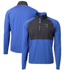 Indianapolis Colts Cutter & Buck Adapt Eco Knit Hybrid Recycled Quarter-Zip Throwback Pullover Top - Royal/Black Pullover