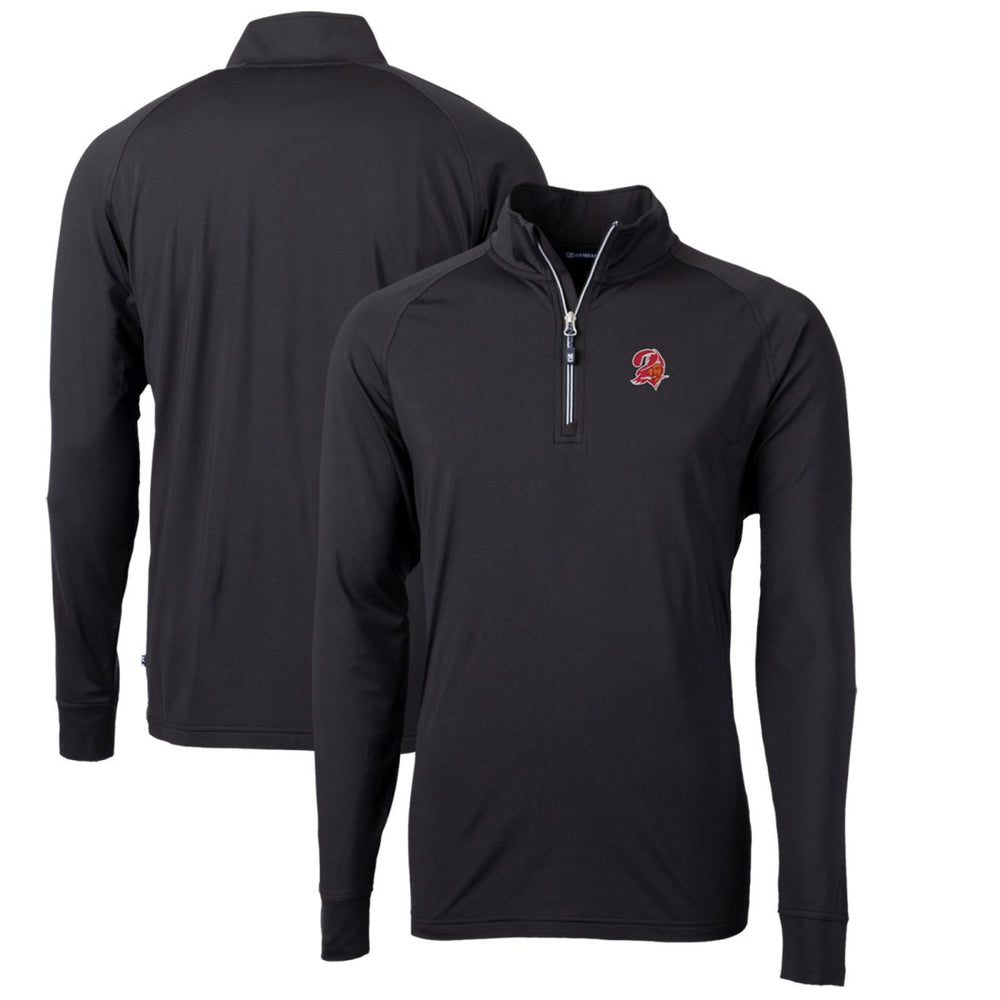 Tampa Bay Buccaneers Cutter & Buck Adapt Eco Knit Stretch Recycled Quarter-Zip Throwback Pullover Top - Black Pullover