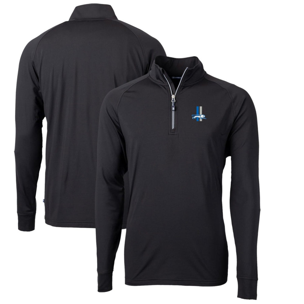 Detroit Lions Cutter & Buck Adapt Eco Knit Stretch Recycled Quarter-Zip Throwback Pullover Top - Black Pullover