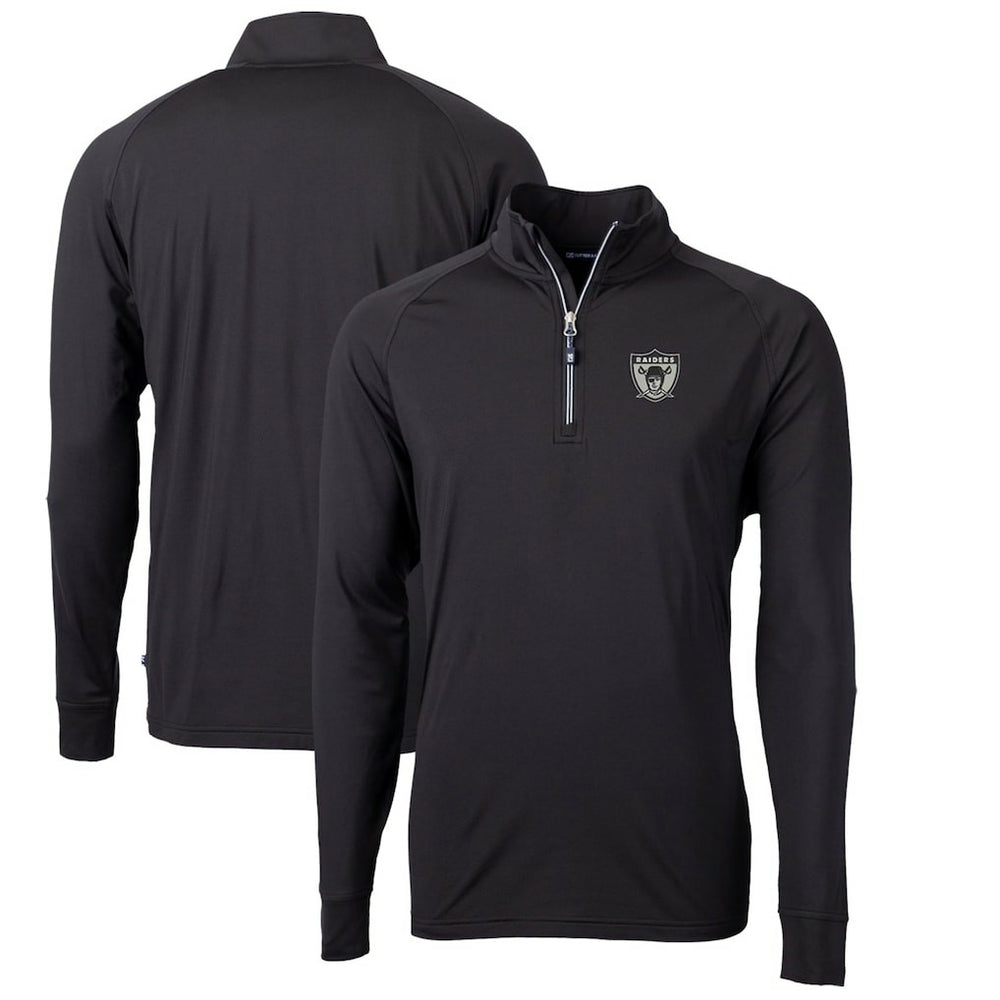 Las Vegas Raiders Cutter & Buck Adapt Eco Knit Stretch Recycled Quarter-Zip Throwback Pullover Top - Black Pullover