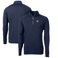 New York Giants Cutter & Buck Adapt Eco Knit Stretch Recycled Quarter-Zip Throwback Pullover Top - Navy Pullover
