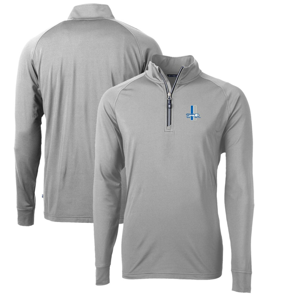 Detroit Lions Cutter & Buck Adapt Eco Knit Stretch Recycled Quarter-Zip Throwback Pullover Top - Gray Pullover