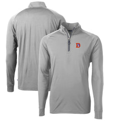 Denver Broncos Cutter & Buck Adapt Eco Knit Stretch Recycled Quarter-Zip Throwback Pullover Top - Gray Pullover
